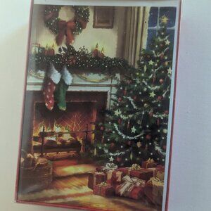 NWT 16 Cozy Christmas Tree Scene Fireplace Holiday Cards Paper Magic Sealed Box